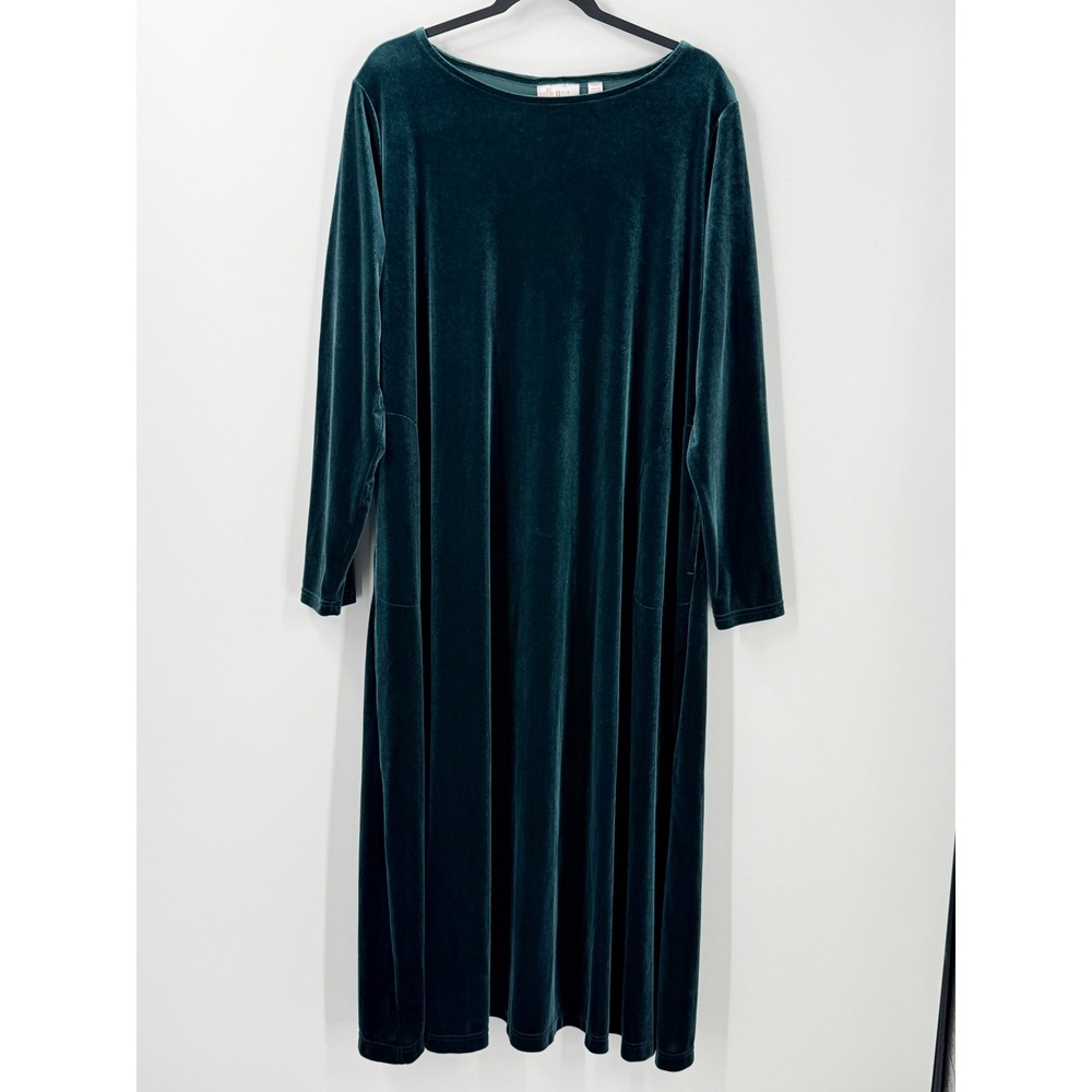 Belle Kim Gravel‎ bellevet Velvet Dress Green Pockets sz 2X whimsigoth holiday